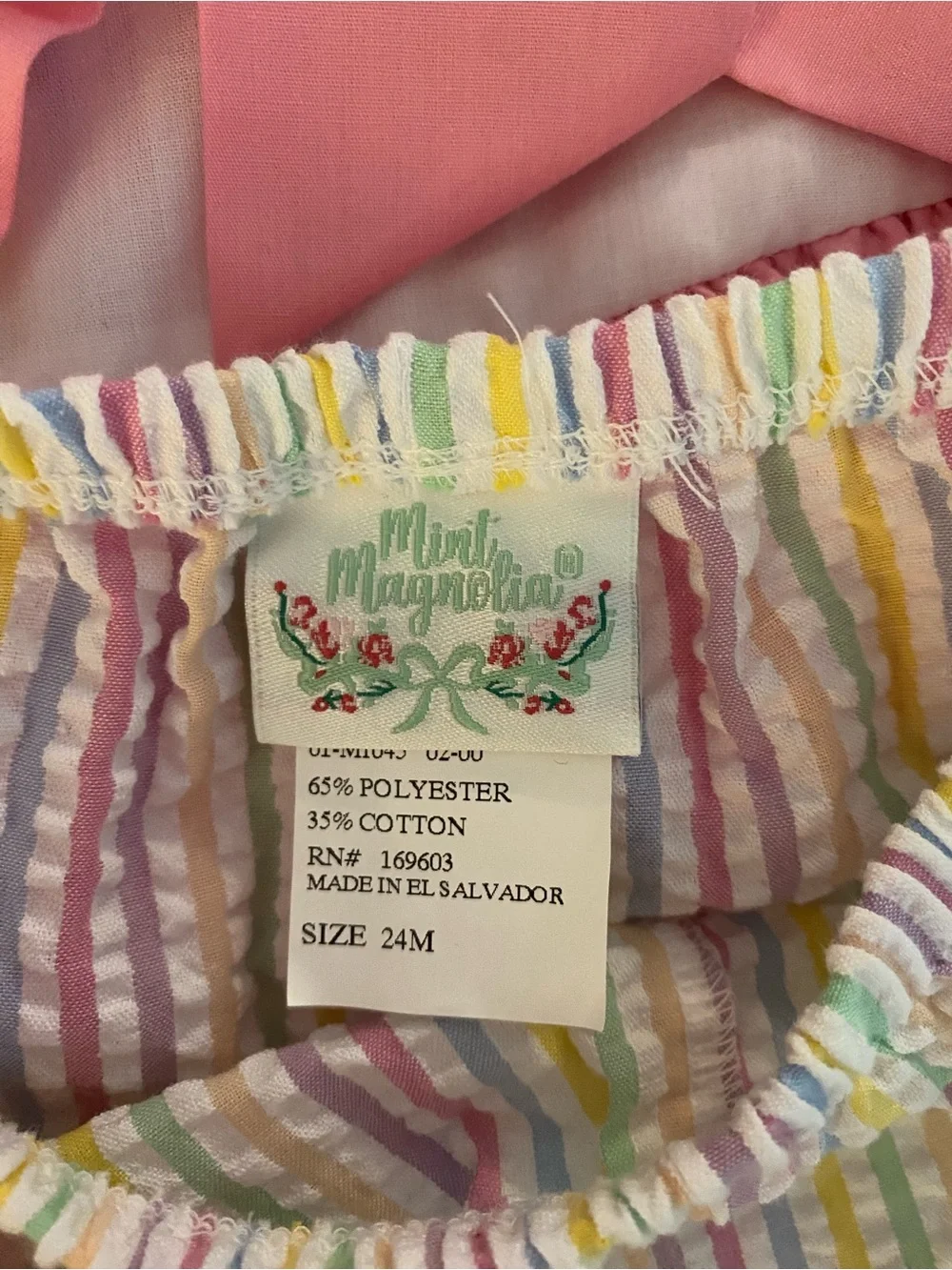 Mint Magnolia 24mo Girls' Pink Ruffle Seersucker Set - Multicolor Stripes